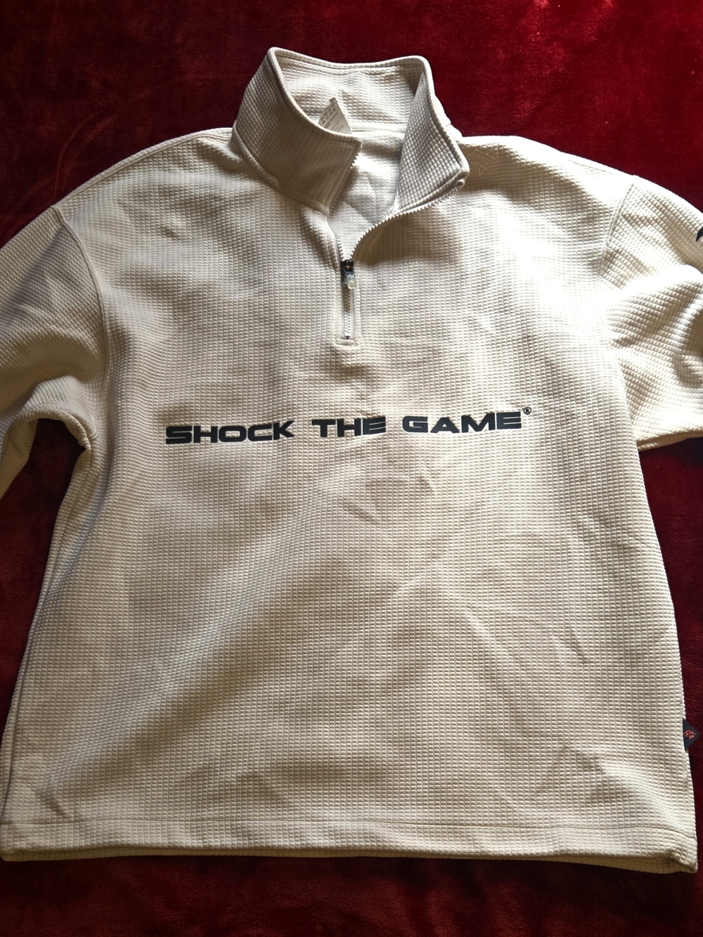 The Game Cream Half-Zip Pullover with Bold Chest Print